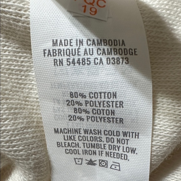 aerie Neutral Ivory Quarter Button Cotton Sherpa Henley Sweatshirt - Picture 15 of 17